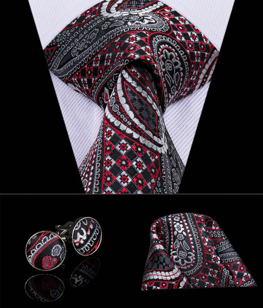 Hi-Tie Luxury Necktie Classic London Style Novelty Men's Party Wedding Tie Set with Handkerchief Cufflinks Set Animal Men's Ties N-3079