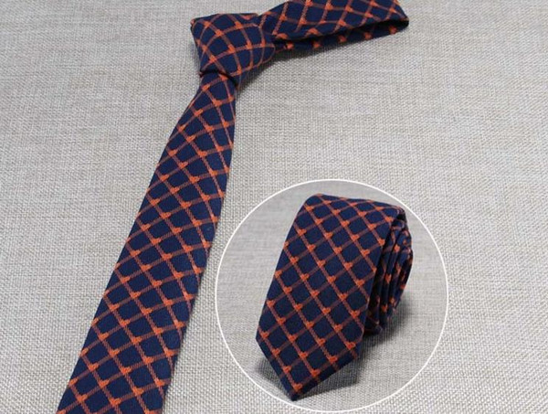 New European and American fashion leisure business accessories Polyester and cotton men's narrow 6CM lattice stripe accessories tie accessor