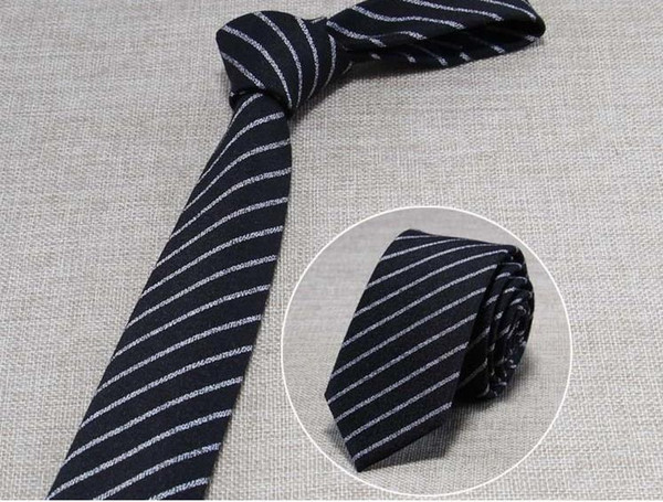 European and American fashion leisure business men's accessories polyester-cotton tie narrow 6CM Plaid Stripe Tie jewelry