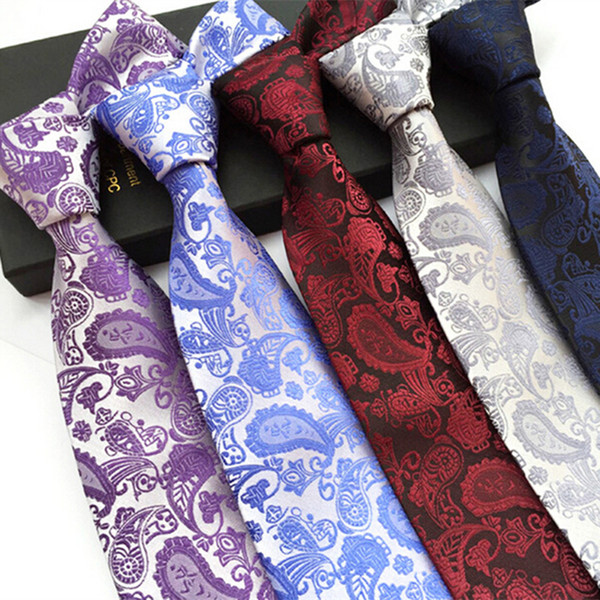 Free Shipping Wholesale Paisley Mens Tie Neckties Fashion Classic Handmade Wedding High Quality 100% Jacquard Woven Silk Ties For Men