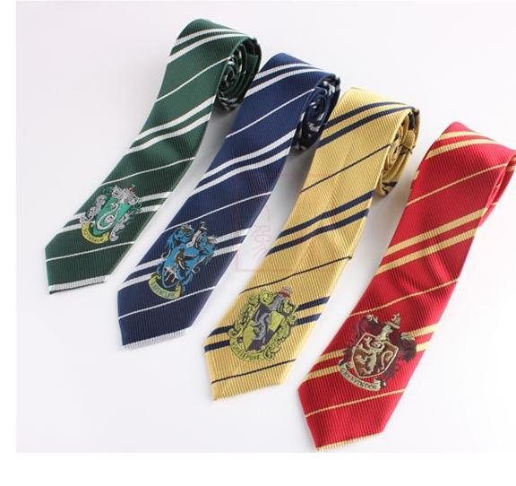 High quality Harry School Gryffindor Slytherin Ravenclaw Hufflepuff Ties Badge Neck Ties for Potter Fans Christmas Gift Drop shipping