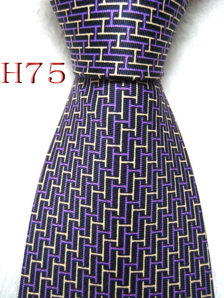 Classical 100% JACQUARD WOVEN HANDMADE Mens Design Purple/Yellow/Black color Men silk Tie Necktie #075