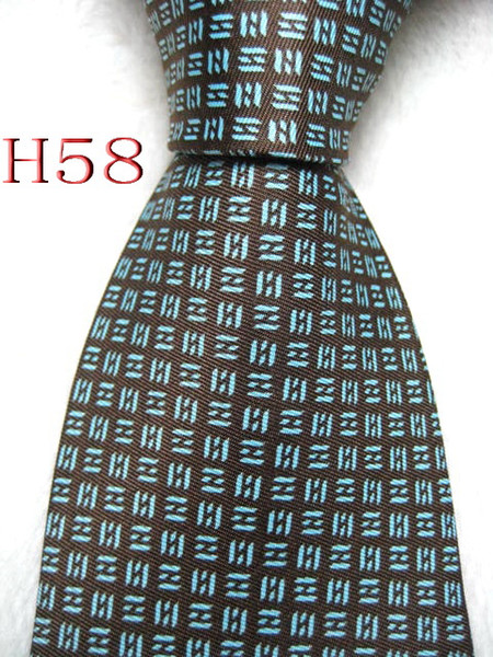 Classical 100% JACQUARD WOVEN HANDMADE Mens Fashion Coffee blue color Men silk Tie Necktie #58