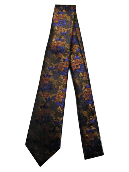 Classical 100% JACQUARD WOVEN HANDMADE Mens Gold/Brown/Blue Floral Men silk Tie Necktie M57