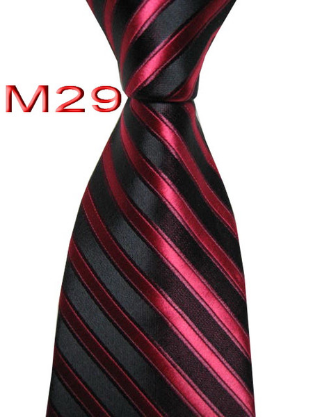 Unique JACQUARD WOVEN HANDMADE Mens Black/Red Striped Men tie Necktie M29