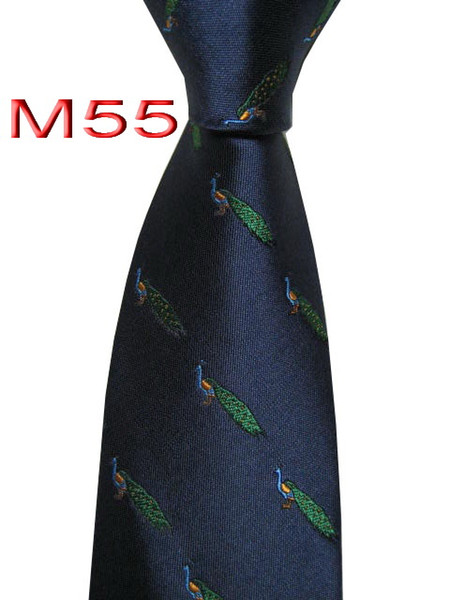 Classical 100% JACQUARD WOVEN HANDMADE Mens Beautiful Peafowl Design Dark Blue Men silk Tie Necktie M55