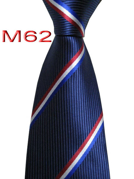 Classical 100% JACQUARD WOVEN HANDMADE Mens Striped Red/White/blue Men silk Tie Necktie M62