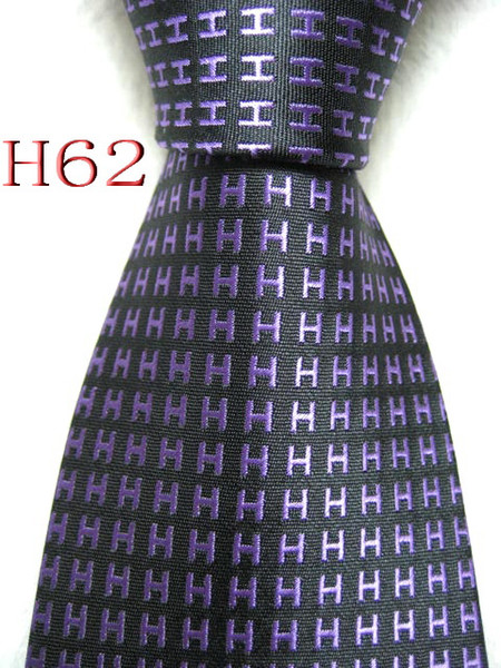 Classical 100% JACQUARD WOVEN HANDMADE Mens Fashion Purple Letter Black color Men silk Tie Necktie #062