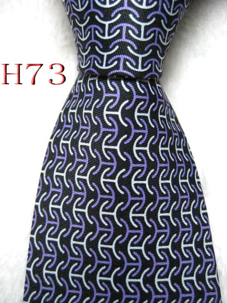 Classical 100% JACQUARD WOVEN HANDMADE Mens Design Purple/IvoryBlack color Men silk Tie Necktie #073