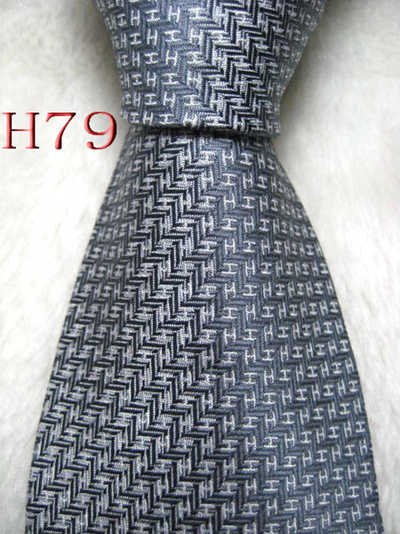 Classical 100% JACQUARD WOVEN HANDMADE Mens Design White/Dark Gray color Men silk Tie Necktie #079