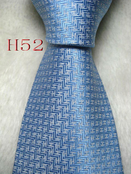 Classical 100% JACQUARD WOVEN HANDMADE Mens Fashion White Letter Sky Blue color Men silk Tie Necktie #52