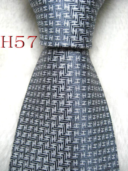 Classical 100% JACQUARD WOVEN HANDMADE Mens Fashion White Letter Dark Gray color Men silk Tie Necktie #57