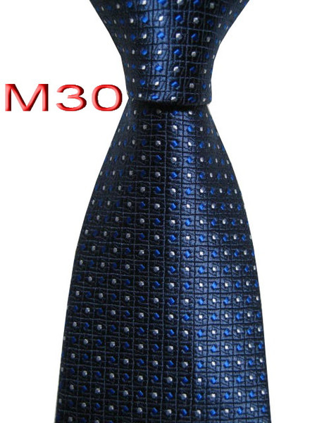 Unique JACQUARD WOVEN HANDMADE Mens White/Blue Polka Dots Blue color Men tie Necktie M30