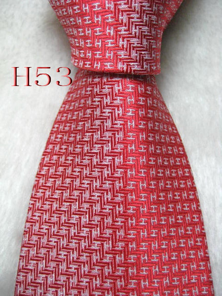 Classical 100% JACQUARD WOVEN HANDMADE Mens Fashion White Letter Red color Men silk Tie Necktie #53