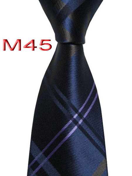 Classical 100% JACQUARD WOVEN HANDMADE Mens Striped Purple/Brown/Blue Men silk Tie Necktie M45