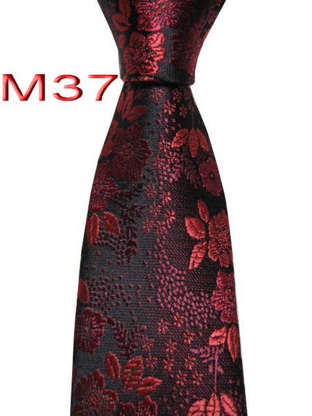 Classical JACQUARD WOVEN HANDMADE Mens Black/Red Floral Men tie Necktie M37