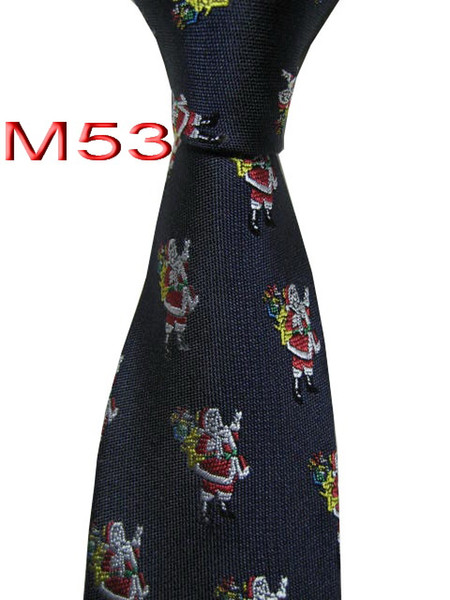 Classical 100% JACQUARD WOVEN HANDMADE Mens Santa Claus Design Black Color Men silk Tie Necktie M53