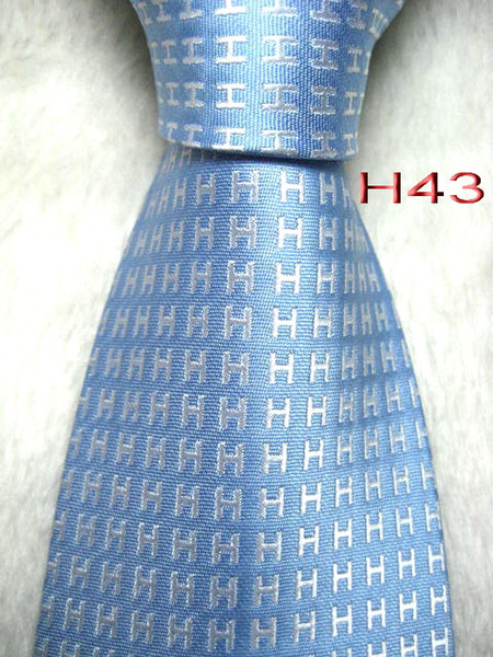 Classical 100% JACQUARD WOVEN HANDMADE Mens Fashion White Character/Sky Blue color Men silk Tie Necktie