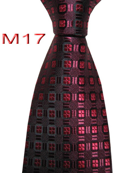 Fashion M17 JACQUARD WOVEN HANDMADE Design Black Red Geometric MEN TIE Necktie