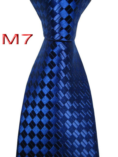 Hot selling M07 JACQUARD WOVEN HANDMADE Classice Blue Geometric MEN TIE Necktie