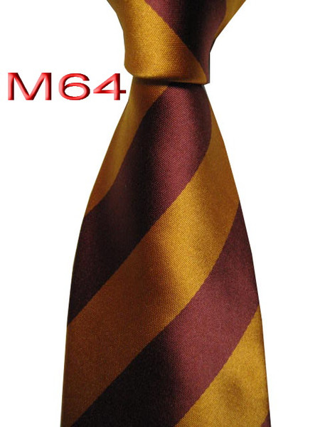 Classical 100% JACQUARD WOVEN HANDMADE Mens Fashion Golden Yellow/Red Striped Men silk Tie Necktie M64