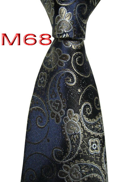 Classical 100% JACQUARD WOVEN HANDMADE Mens Design Floral Blue/Bronze/Beige Color Men silk Tie Necktie M68