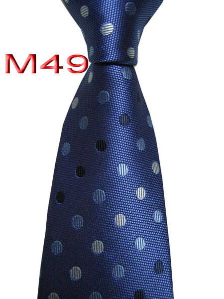 Classical 100% JACQUARD WOVEN HANDMADE Mens Blue/Ivory Polka Dots Blue Color Men silk Tie Necktie M49