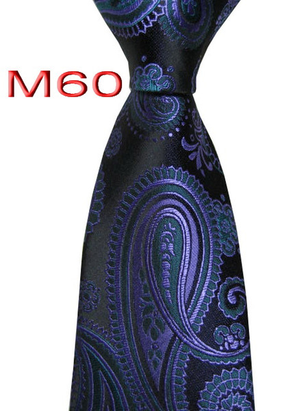 Classical 100% JACQUARD WOVEN HANDMADE Mens Unique Design Black/Purple/Atrovirens Floral Men silk Tie Necktie M60