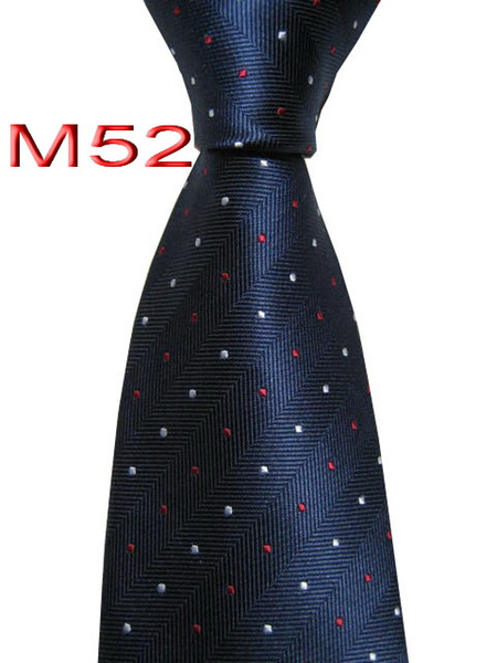 Classical 100% JACQUARD WOVEN HANDMADE Mens Red/White Polka Dots Blue Men silk Tie Necktie M52