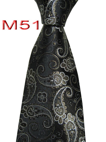 Classical 100% JACQUARD WOVEN HANDMADE Mens Black/Brown/Beige Floral Men silk Tie Necktie M51