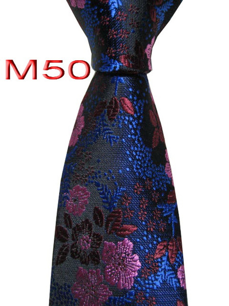 Classical 100% JACQUARD WOVEN HANDMADE Mens Blue/Red/Pink Floral Men silk Tie Necktie M50