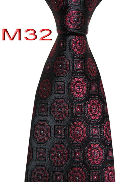 Classical JACQUARD WOVEN HANDMADE Mens Floral BlackRed color Men tie Necktie M32