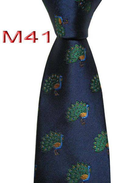 Classical 100% JACQUARD WOVEN HANDMADE Mens Blue/Green Peafowl Men silk Tie Necktie M41