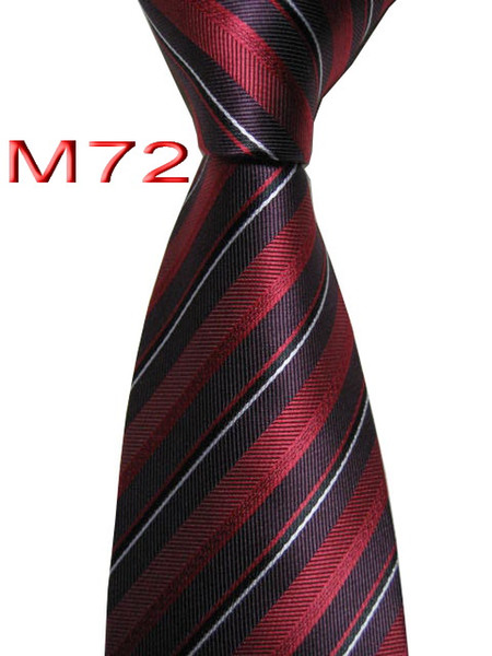 Classical 100% JACQUARD WOVEN HANDMADE Mens Fashion Black/Red/White Striped Men silk Tie Necktie M72