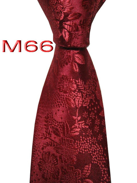 Classical 100% JACQUARD WOVEN HANDMADE Mens Fashion Solid Red Floral Men silk Tie Necktie M66