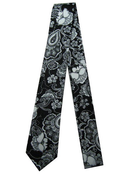 Classical 100% JACQUARD WOVEN HANDMADE Mens Black/White Floral Men silk Tie Necktie M46