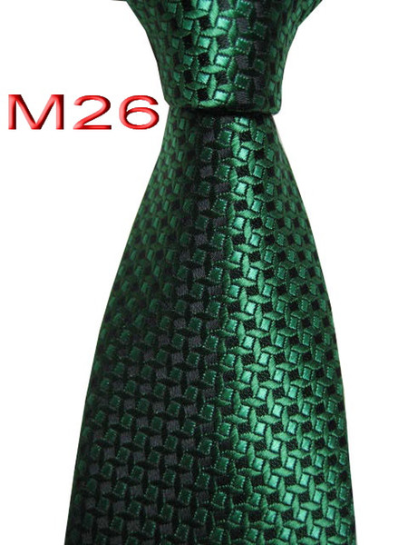 Unique JACQUARD WOVEN HANDMADE Men's Black/Green Geometric design Men tie Necktie M26