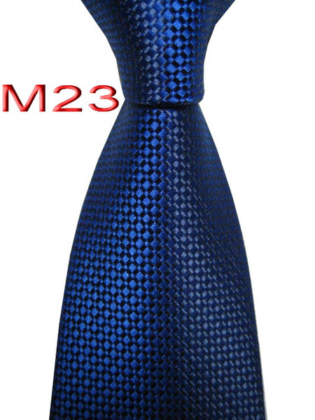 Unique JACQUARD WOVEN HANDMADE Men's Design Check Blue color MEN TIE Necktie M23