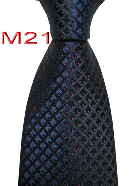 Fashion M21 JACQUARD WOVEN HANDMADE Unique Design Red dots/Black Blue Color MEN TIE Necktie