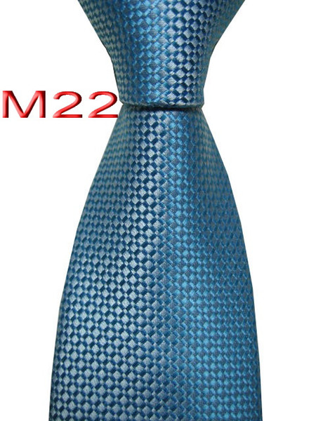 Unique JACQUARD WOVEN HANDMADE M22 Design Sky Blue Check MEN TIE Necktie