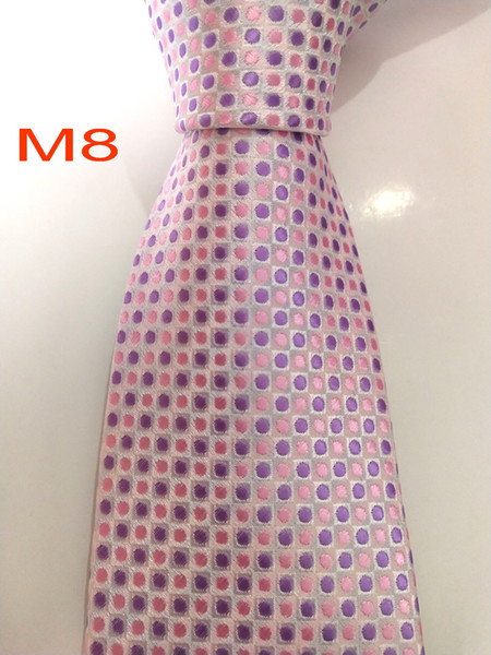 Hot selling M08 JACQUARD WOVEN HANDMADE Design Pink Purple Polka Dots MEN TIE Necktie