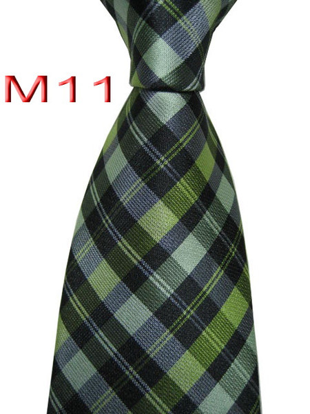 Hot selling M11 JACQUARD WOVEN HANDMADE Classice Black/Green Check MEN TIE Necktie