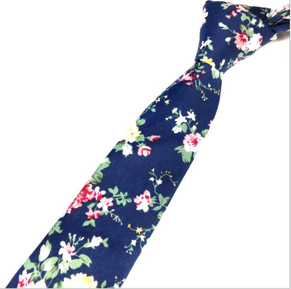 2019 Men's colored tie All-cotton tie with broken cashew nuts in Europe and America Korean narrow linen pure color