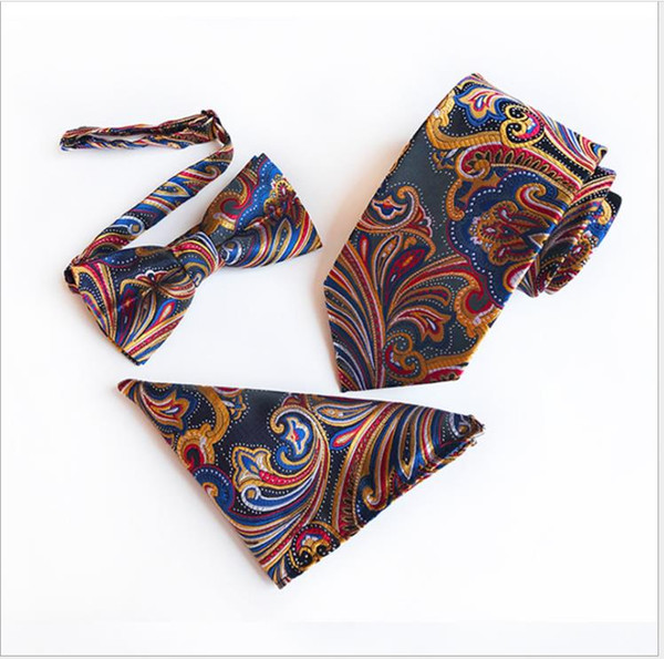 Three sets of polyester jacquard 8 cm necktie pocket towel