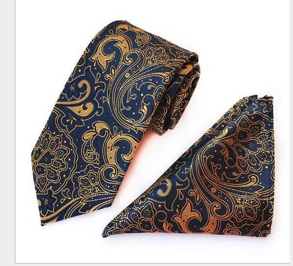 Polyester large waist flower men's tie men's pocket towel two sets