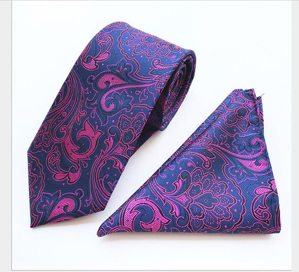 2019 Polyester large waist flower men's tie men's pocket towel two sets