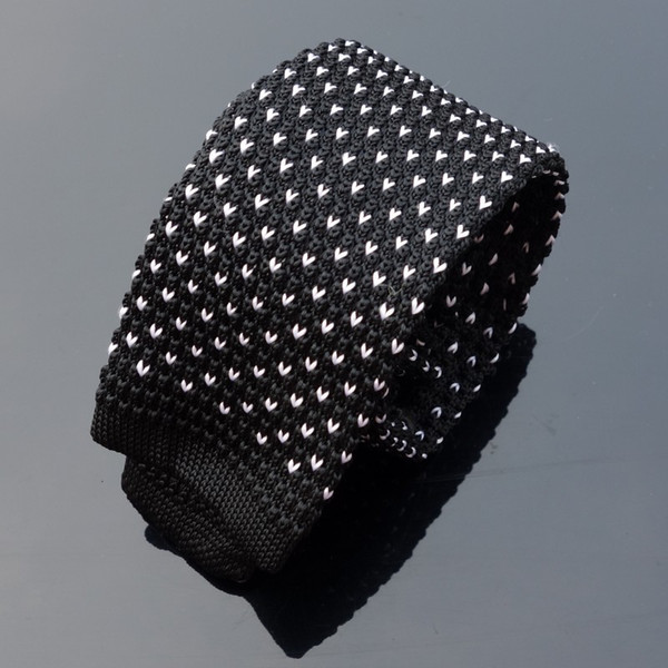 Unique Knitted Narrow Ties Neck Tie Men's Black White (as pic show) Necktie width:5cm Stripes A25