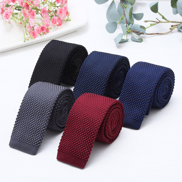 Men's Leisure Knitted Tie 5 cm Flat Head Tie Formal Narrow Edition Flat Head Tie