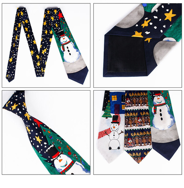 Ties for Man Christmas Pattern Type 100% Polyester Cartoon Printing Necktie Christmas Gifts for Men