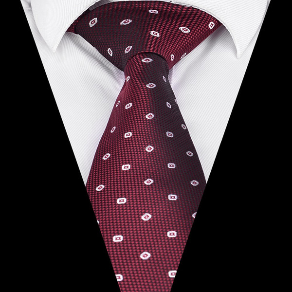 Ikepeibao Fashion Men`s Tie Wine Dots Jacquard Woven Necktie Discount Designer Ties